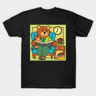 Paw Bear Reading to Cat T-Shirt